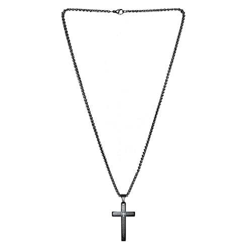 Stainless Steel Lord's Prayer Cross Necklace Chain Pendant